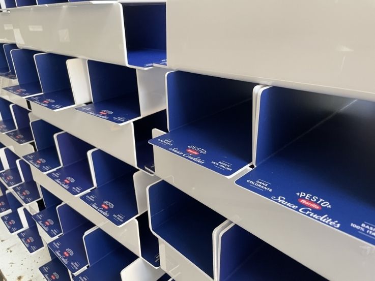 Hot bending and packaging of Barilla POS display by Plastisart